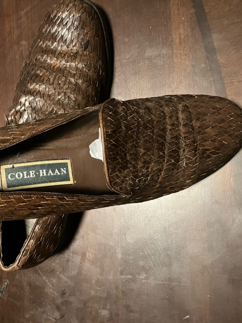 Cole Haan Brown Woven Leather Slip-On Loafers